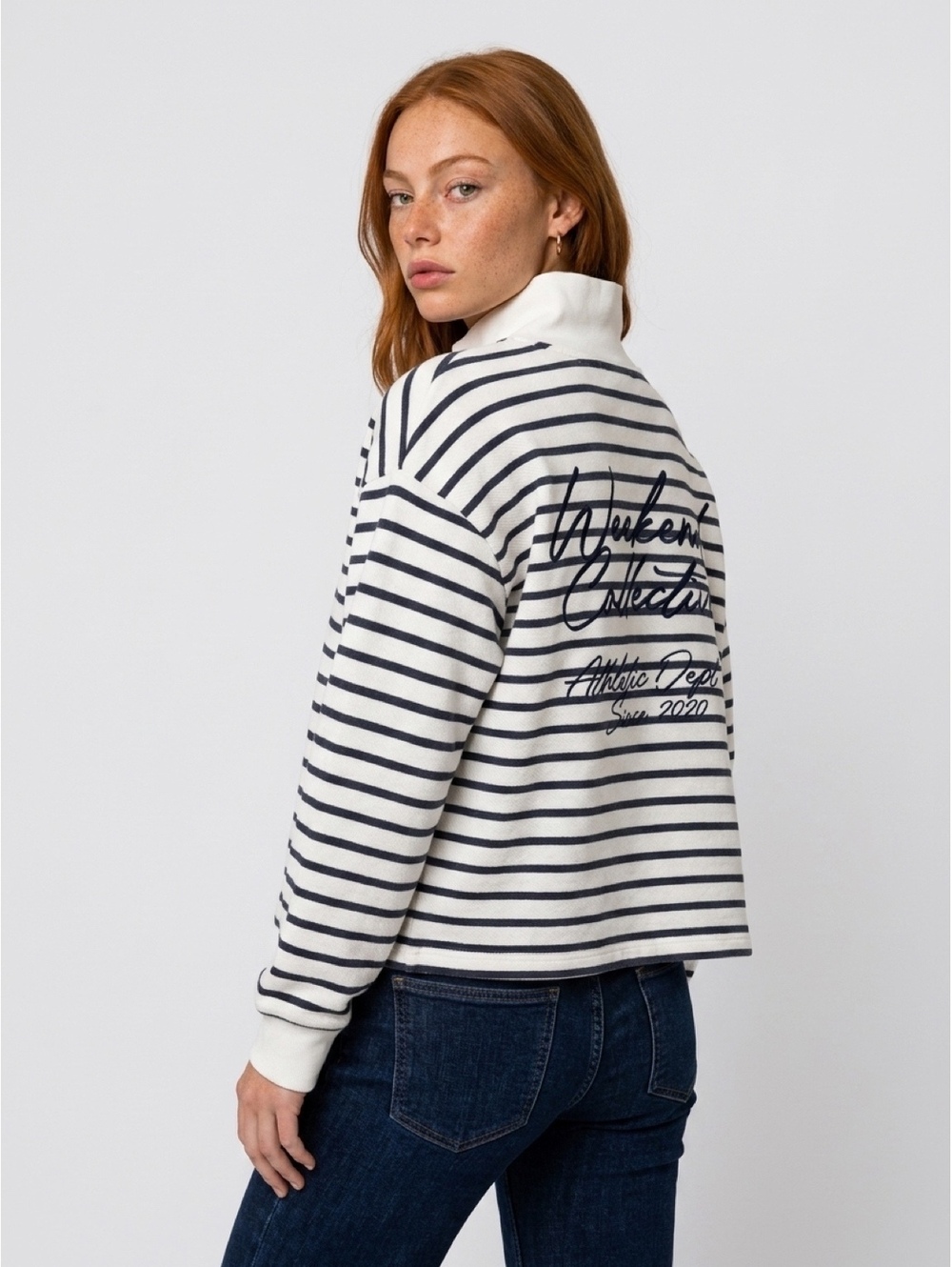 ASOS Design Striped Half-Zip Sweatshirt with Weekend Collective Embroidery, Size